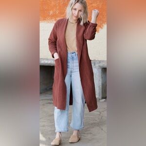 Rebecca King Raw Linen Jacket in Rust